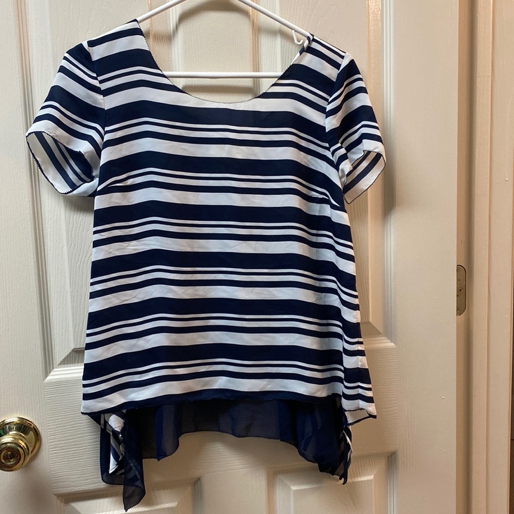 Anthropologie Maeve Flowy Open Back Striped Tunic
